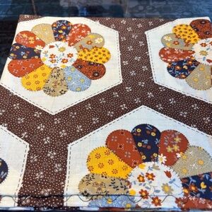 Vintage Floral Hexagon Fabric TABLE RUNNER